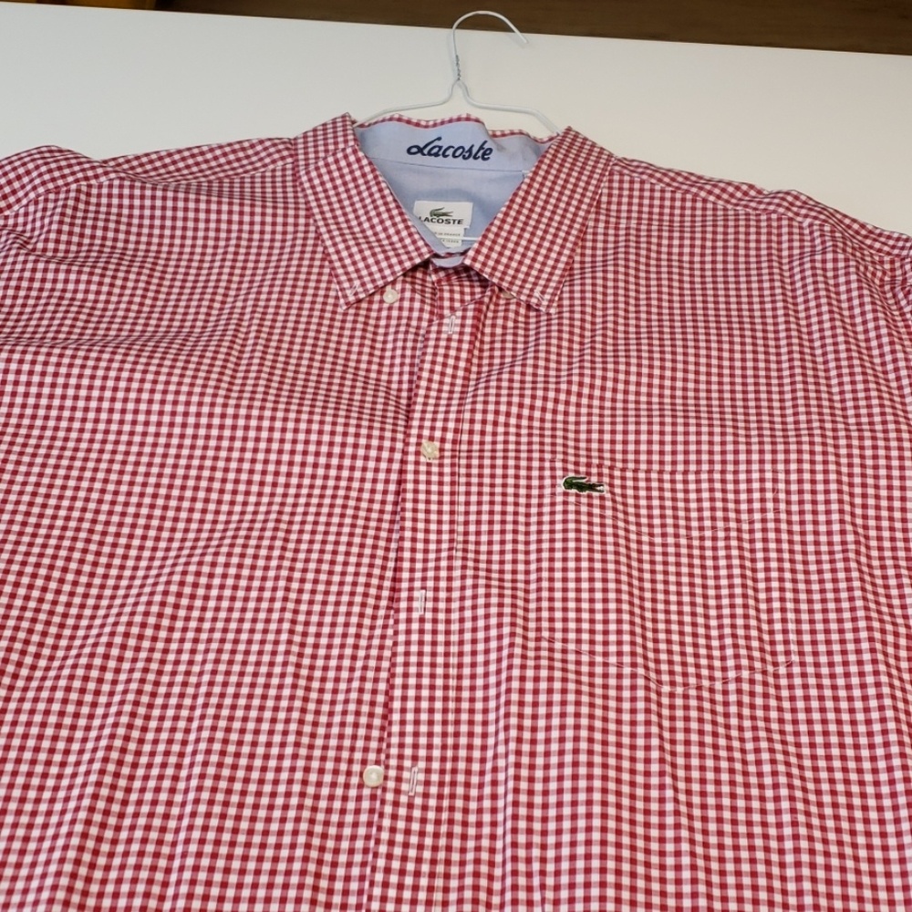 Lacoste 4xl SS shirt red checked pattern